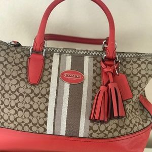 Coach signature brown and red bag